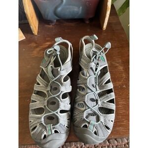 KEEN Women 9.5 Whisper Hiking Sport Water Sandals Grey/Peacock Green 1022814